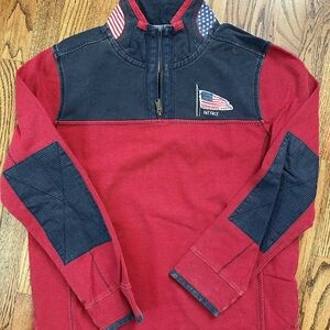Fat Face Red and Navy American Flag Quarter-Zip Pullover